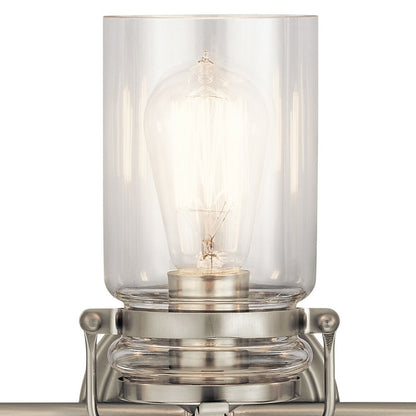 Kichler Brinley 24in 3-Light Bath Vanity Light | Rustic Brushed Nickel | Bathroom Vanity | 24 x 6.5 x 10 in | Model 45689NI
