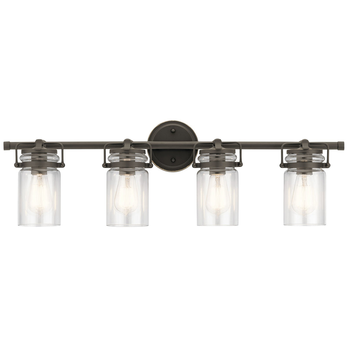Kichler Brinley 32in 4-Light Bath Vanity | Rustic Olde Bronze Finish | Bathroom Vanity | 32 x 6 x 10 in | Model 45690OZ