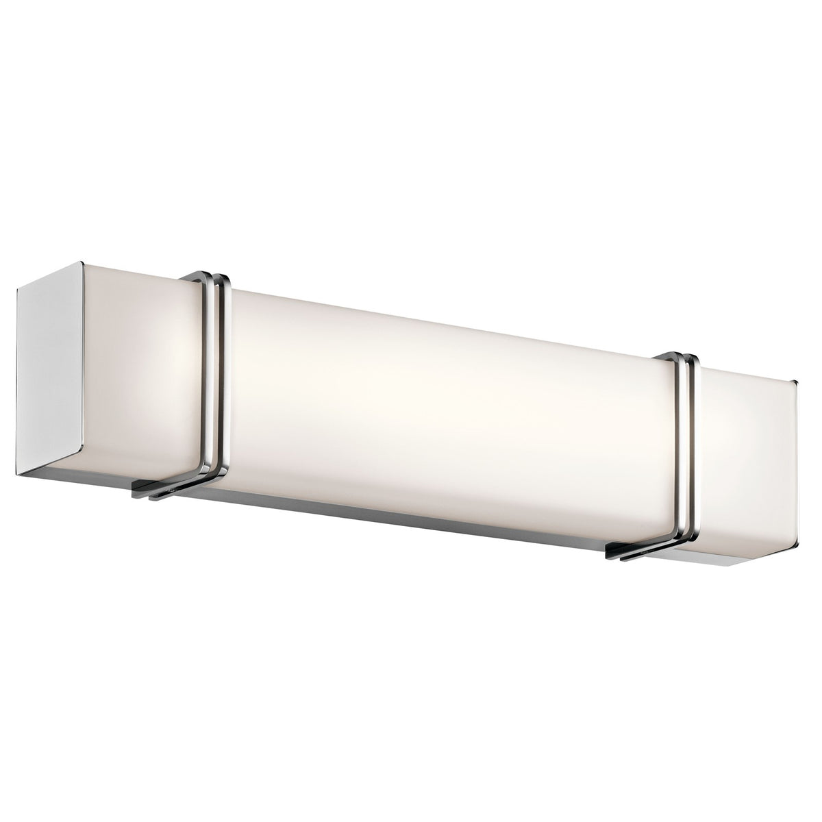 Kichler Impello 24in LED Linear Bath Light | Contemporary Chrome and Satin Etched White Glass | Bathroom Vanity | 24 x 6 in | Model 45838CHLED