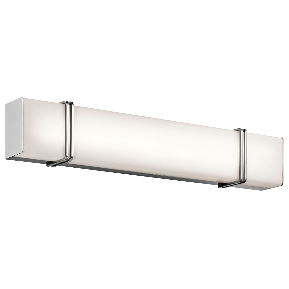 Kichler Impello 30in LED Linear Bath Light | Contemporary Chrome and Satin Etched White | Bathroom Vanity & Mirror | Model 45839CHLED