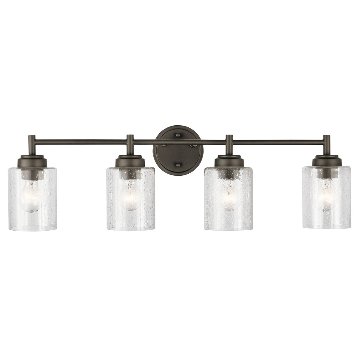 Kichler Winslow 4-Light 30in Bath Vanity Light | Olde Bronze Steel | Bathroom & Powder Room | 30 x 6.5 x 9.25 in | Model 45887OZ