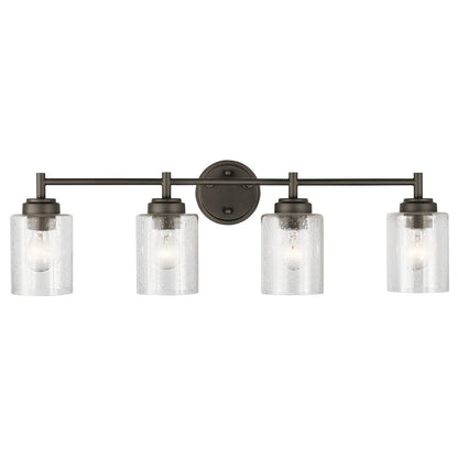 Kichler Winslow 4-Light 30in Bath Vanity Light | Olde Bronze Steel | Bathroom & Powder Room | 30 x 6.5 x 9.25 in | Model 45887OZ