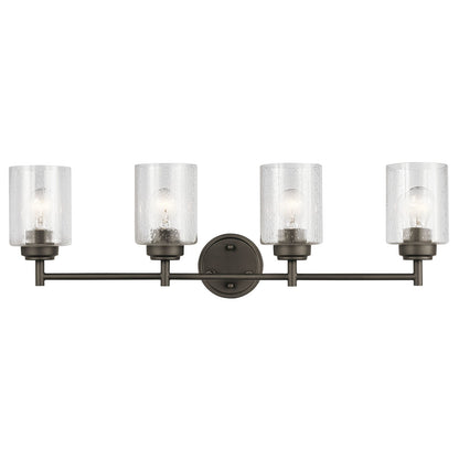 Kichler Winslow 4-Light 30in Bath Vanity Light | Olde Bronze Steel | Bathroom & Powder Room | 30 x 6.5 x 9.25 in | Model 45887OZ