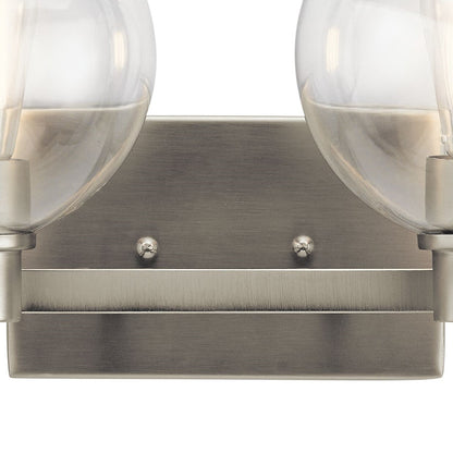 Kichler Harmony 16in 2-Light Bath Vanity Light | Transitional Brushed Nickel | Bathroom Vanity & Powder Room | 15.5 x 7.75 x 8.25 in | Model 45893NI