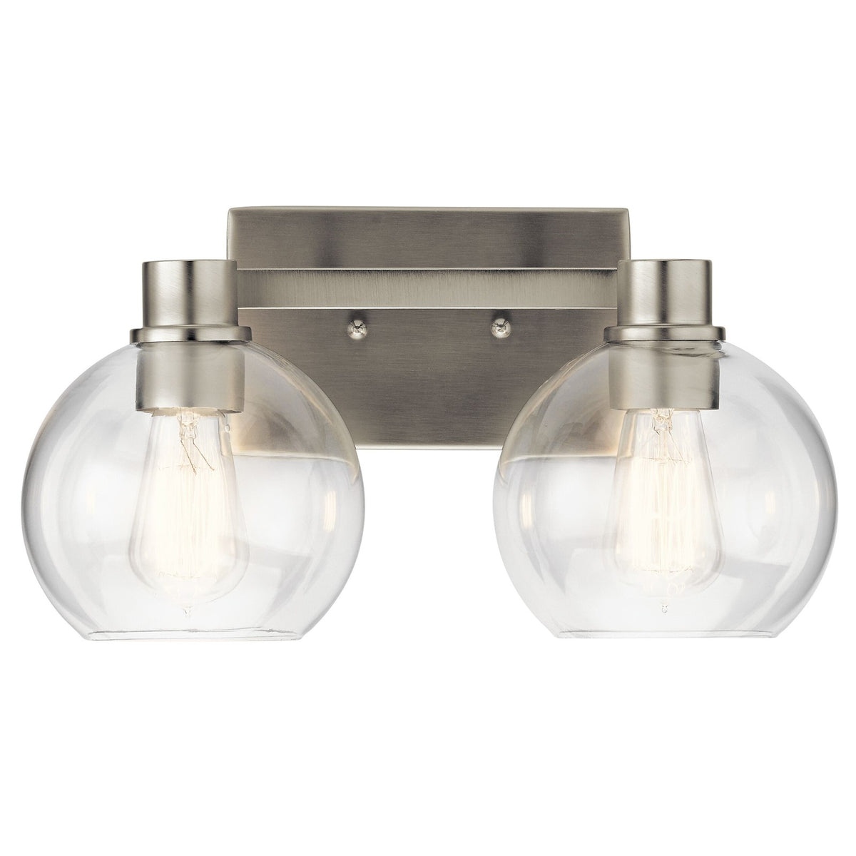 Kichler Harmony 16in 2-Light Bath Vanity Light | Transitional Brushed Nickel | Bathroom Vanity & Powder Room | 15.5 x 7.75 x 8.25 in | Model 45893NI