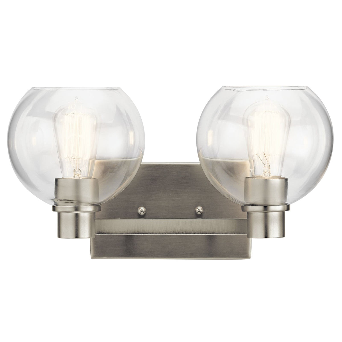 Kichler Harmony 16in 2-Light Bath Vanity Light | Transitional Brushed Nickel | Bathroom Vanity & Powder Room | 15.5 x 7.75 x 8.25 in | Model 45893NI