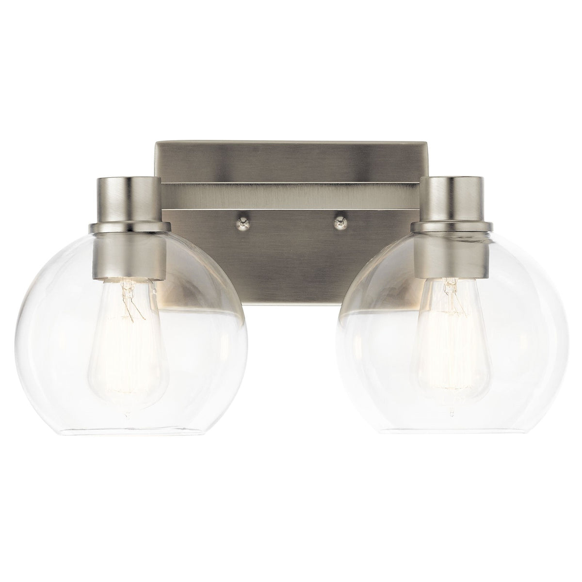 Kichler Harmony 16in 2-Light Bath Vanity Light | Transitional Brushed Nickel | Bathroom Vanity & Powder Room | 15.5 x 7.75 x 8.25 in | Model 45893NI