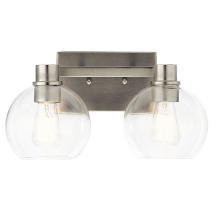 Kichler Harmony 16in 2-Light Bath Vanity Light | Transitional Brushed Nickel | Bathroom Vanity & Powder Room | 15.5 x 7.75 x 8.25 in | Model 45893NI