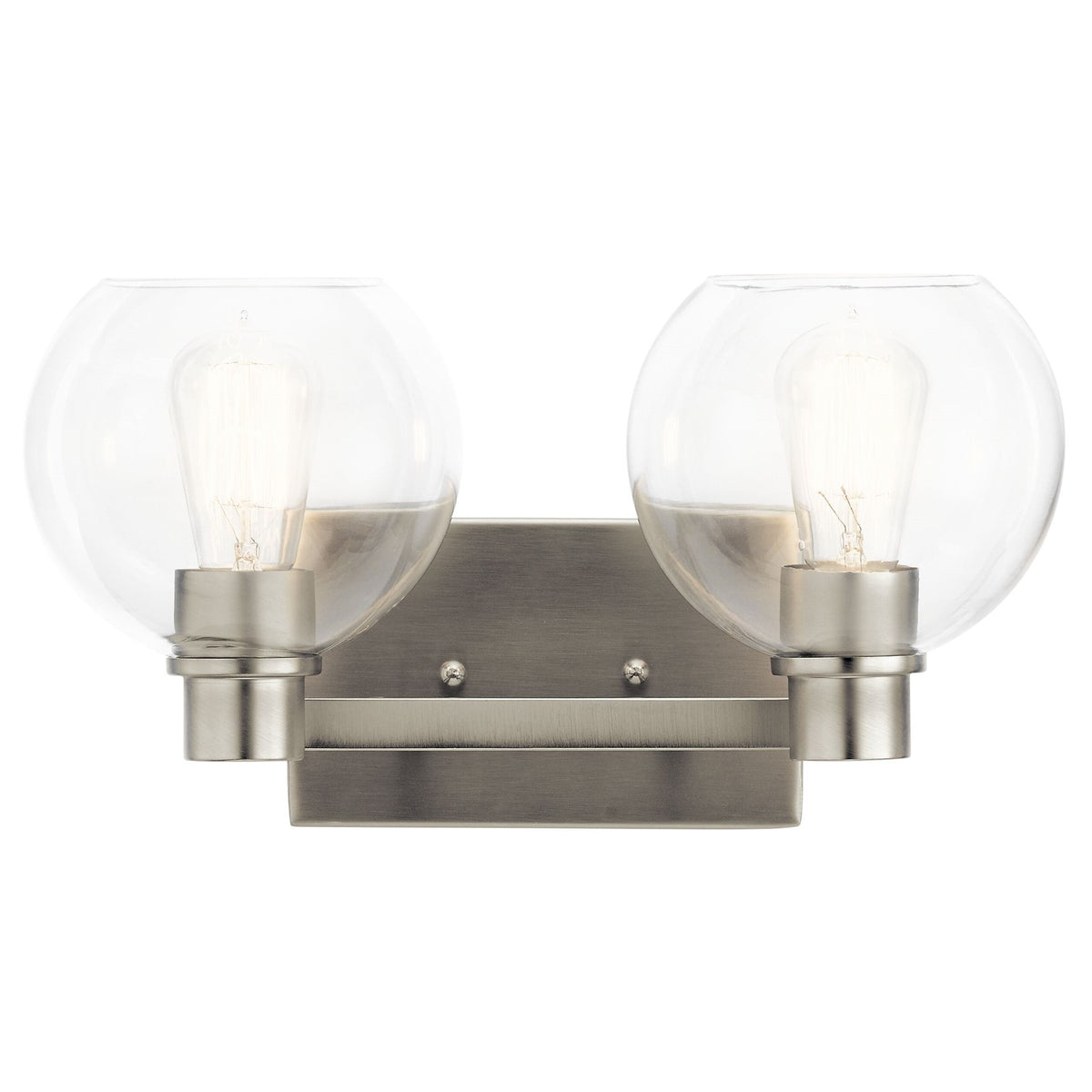 Kichler Harmony 16in 2-Light Bath Vanity Light | Transitional Brushed Nickel | Bathroom Vanity & Powder Room | 15.5 x 7.75 x 8.25 in | Model 45893NI