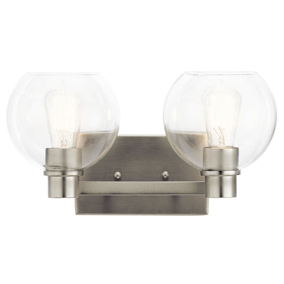 Kichler Harmony 16in 2-Light Bath Vanity Light | Transitional Brushed Nickel | Bathroom Vanity & Powder Room | 15.5 x 7.75 x 8.25 in | Model 45893NI