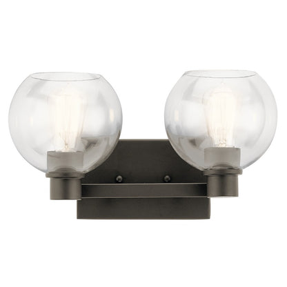 Kichler Harmony 16in 2-Light Bath Vanity Light | Transitional Olde Bronze | Bathroom & Powder Room | 16 x 8 x 8 in | Model 45893OZ
