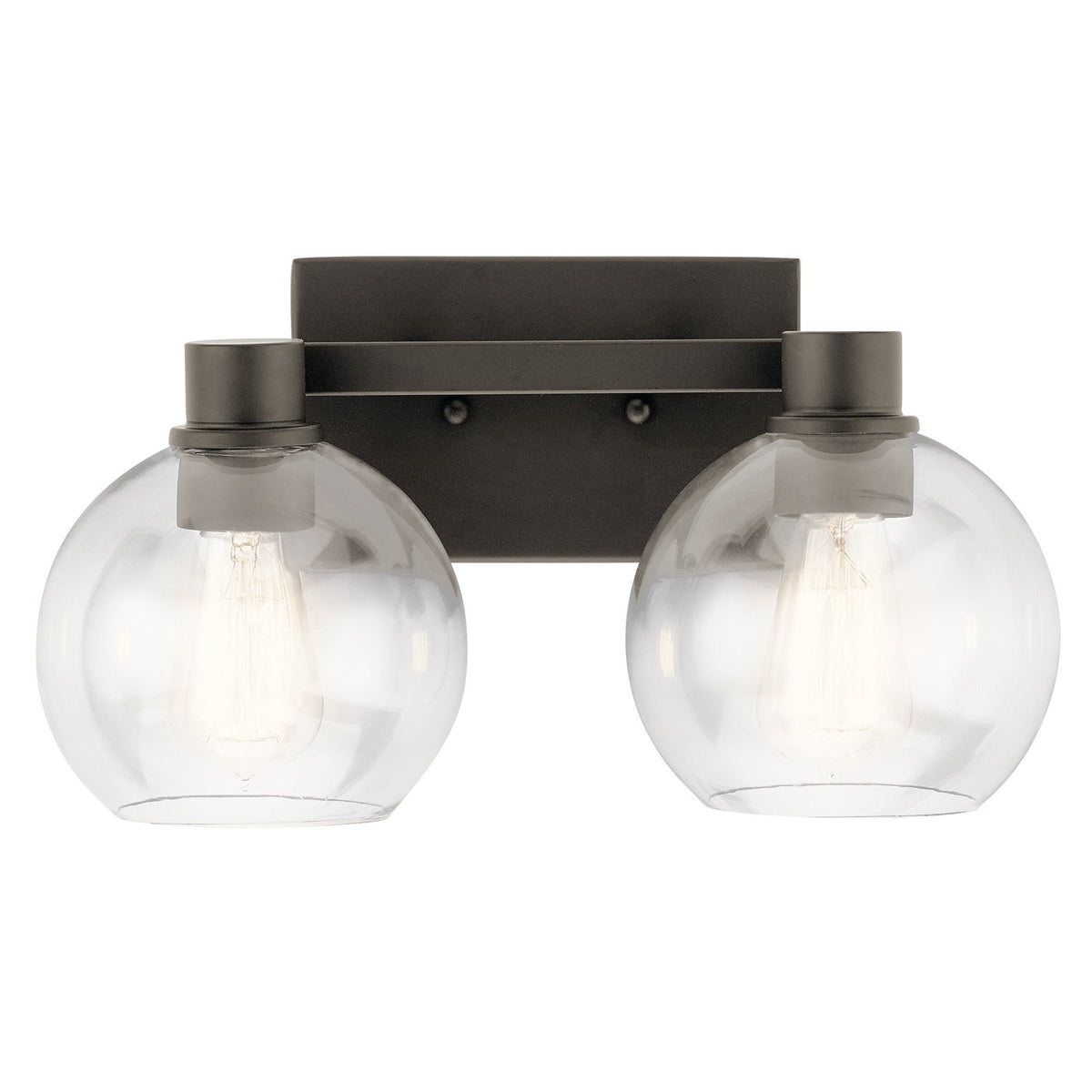 Kichler Harmony 16in 2-Light Bath Vanity Light | Transitional Olde Bronze | Bathroom & Powder Room | 16 x 8 x 8 in | Model 45893OZ