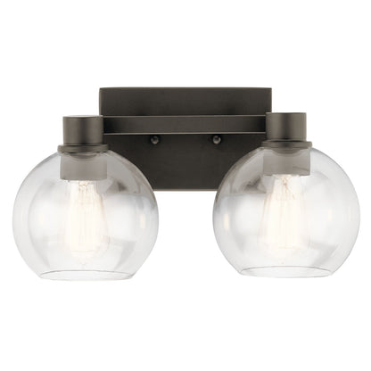 Kichler Harmony 16in 2-Light Bath Vanity Light | Transitional Olde Bronze | Bathroom & Powder Room | 16 x 8 x 8 in | Model 45893OZ