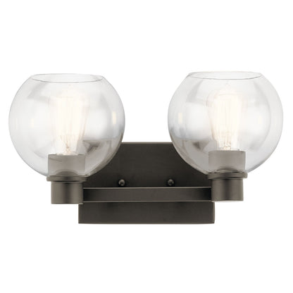 Kichler Harmony 16in 2-Light Bath Vanity Light | Transitional Olde Bronze | Bathroom & Powder Room | 16 x 8 x 8 in | Model 45893OZ