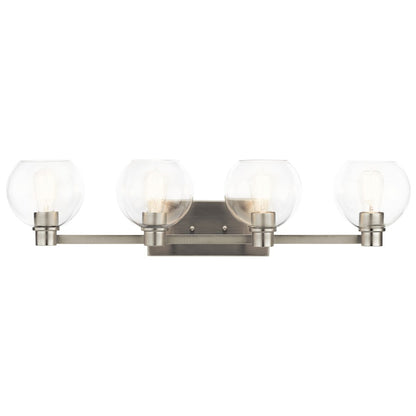 Kichler Harmony 34in 4-Light Bath Vanity | Transitional Brushed Nickel | Bathroom Vanity & Powder Room | 33.5 x 8.25 x 7.5 in | Model 45895NI