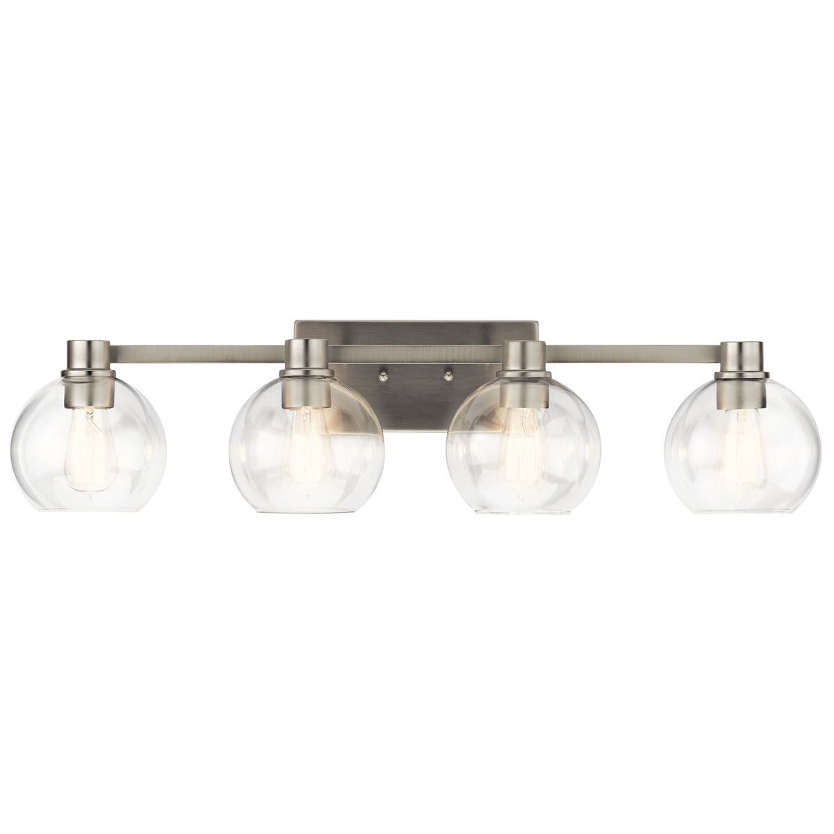 Kichler Harmony 34in 4-Light Bath Vanity | Transitional Brushed Nickel | Bathroom Vanity & Powder Room | 33.5 x 8.25 x 7.5 in | Model 45895NI