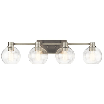 Kichler Harmony 34in 4-Light Bath Vanity | Transitional Brushed Nickel | Bathroom Vanity & Powder Room | 33.5 x 8.25 x 7.5 in | Model 45895NI