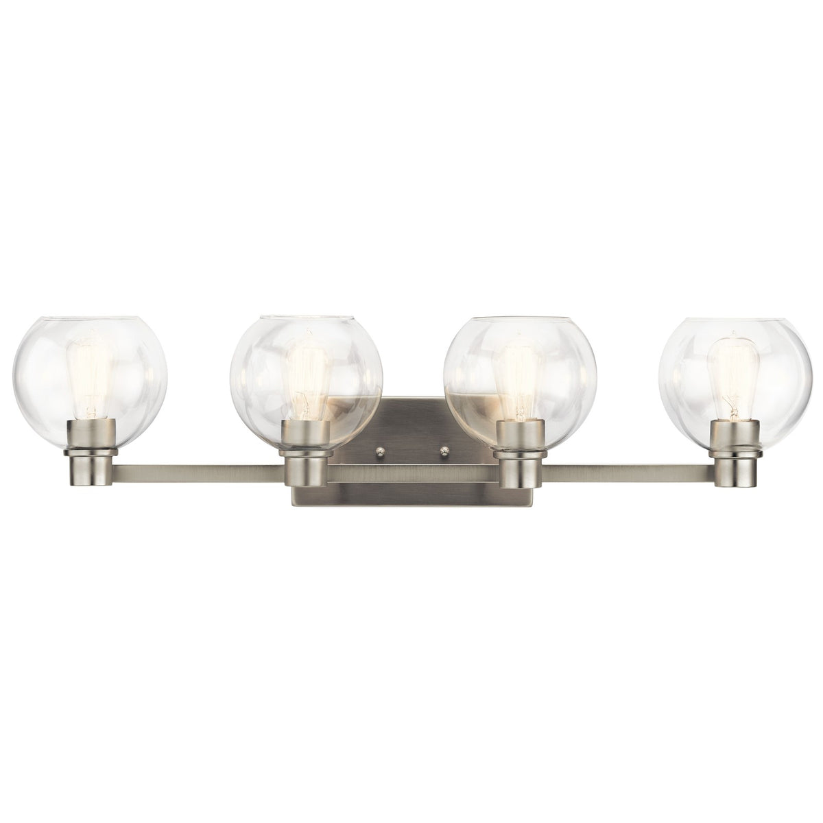 Kichler Harmony 34in 4-Light Bath Vanity | Transitional Brushed Nickel | Bathroom Vanity & Powder Room | 33.5 x 8.25 x 7.5 in | Model 45895NI