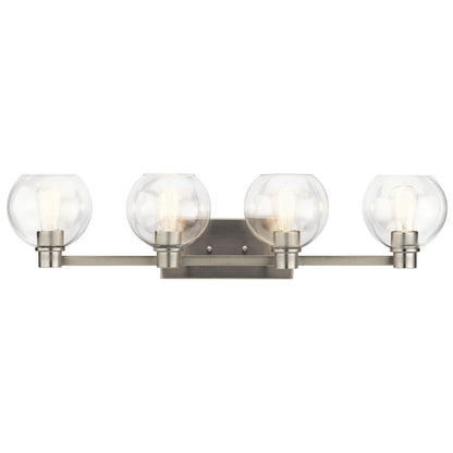Kichler Harmony 34in 4-Light Bath Vanity | Transitional Brushed Nickel | Bathroom Vanity & Powder Room | 33.5 x 8.25 x 7.5 in | Model 45895NI