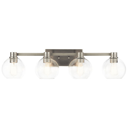 Kichler Harmony 34in 4-Light Bath Vanity | Transitional Brushed Nickel | Bathroom Vanity & Powder Room | 33.5 x 8.25 x 7.5 in | Model 45895NI