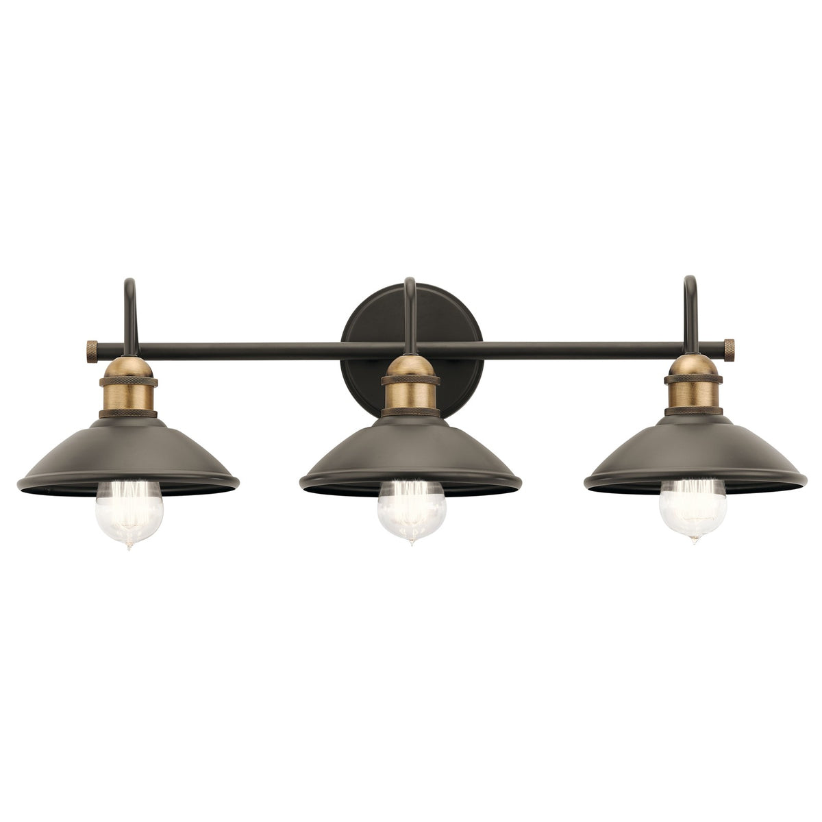 Kichler Clyde 26in 3-Light Bath Vanity Light | Rustic Olde Bronze | Bathroom & Powder Room | 26.25 x 8.25 x 7.25 in | Model 45945OZ