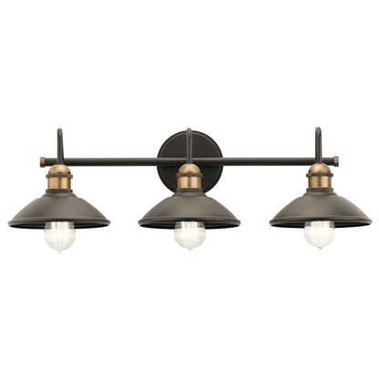 Kichler Clyde 26in 3-Light Bath Vanity Light | Rustic Olde Bronze | Bathroom & Powder Room | 26.25 x 8.25 x 7.25 in | Model 45945OZ