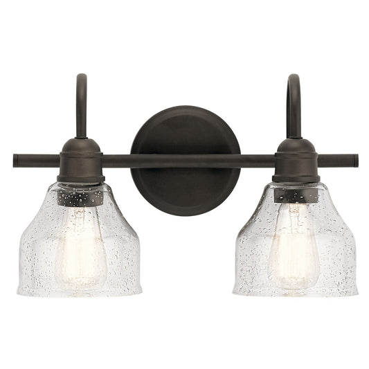 Kichler Avery 14.75in 2-Light Vanity Light | Olde Bronze Steel and Clear Seeded Glass | Bathroom Vanity | 14.75 x 9.25 in | Model 45972OZ