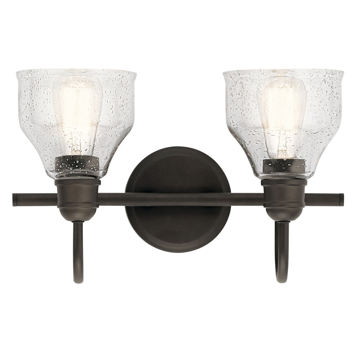 Kichler Avery 14.75in 2-Light Vanity Light | Olde Bronze Steel and Clear Seeded Glass | Bathroom Vanity | 14.75 x 9.25 in | Model 45972OZ