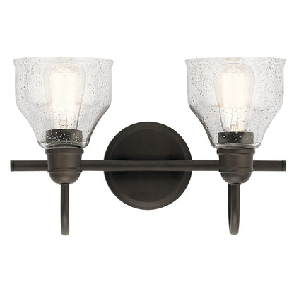 Kichler Avery 14.75in 2-Light Vanity Light | Olde Bronze Steel and Clear Seeded Glass | Bathroom Vanity | 14.75 x 9.25 in | Model 45972OZ