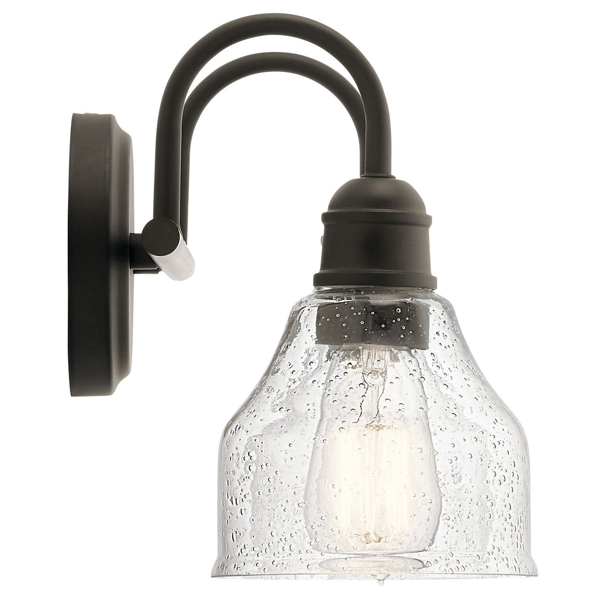 Kichler Avery 14.75in 2-Light Vanity Light | Olde Bronze Steel and Clear Seeded Glass | Bathroom Vanity | 14.75 x 9.25 in | Model 45972OZ
