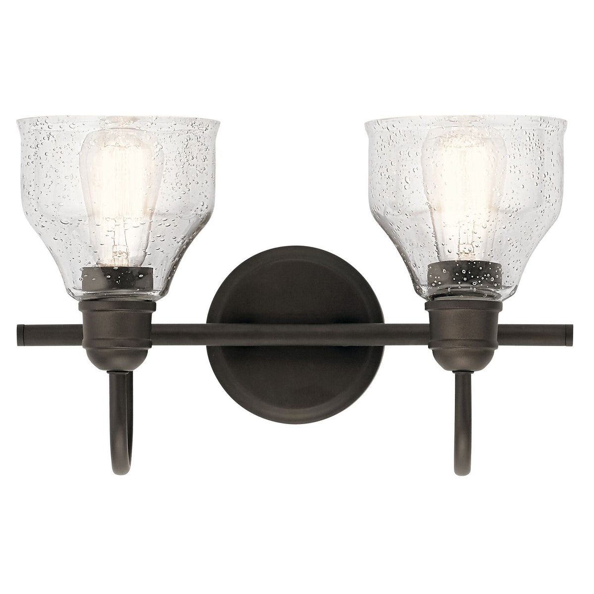 Kichler Avery 14.75in 2-Light Vanity Light | Olde Bronze Steel and Clear Seeded Glass | Bathroom Vanity | 14.75 x 9.25 in | Model 45972OZ