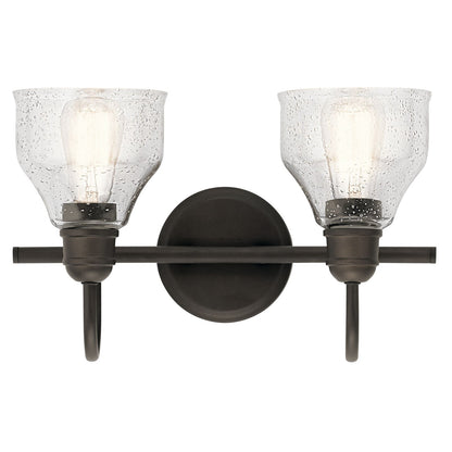 Kichler Avery 14.75in 2-Light Vanity Light | Olde Bronze Steel and Clear Seeded Glass | Bathroom Vanity | 14.75 x 9.25 in | Model 45972OZ