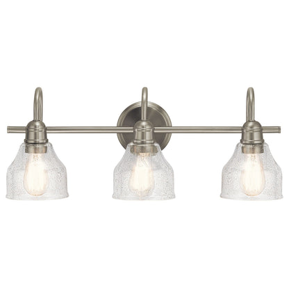 Kichler Avery 24in 3-Light Vanity Light | Brushed Nickel and Clear Seeded Glass | Bathroom Vanity | 24 x 9 in | Model 45973NI