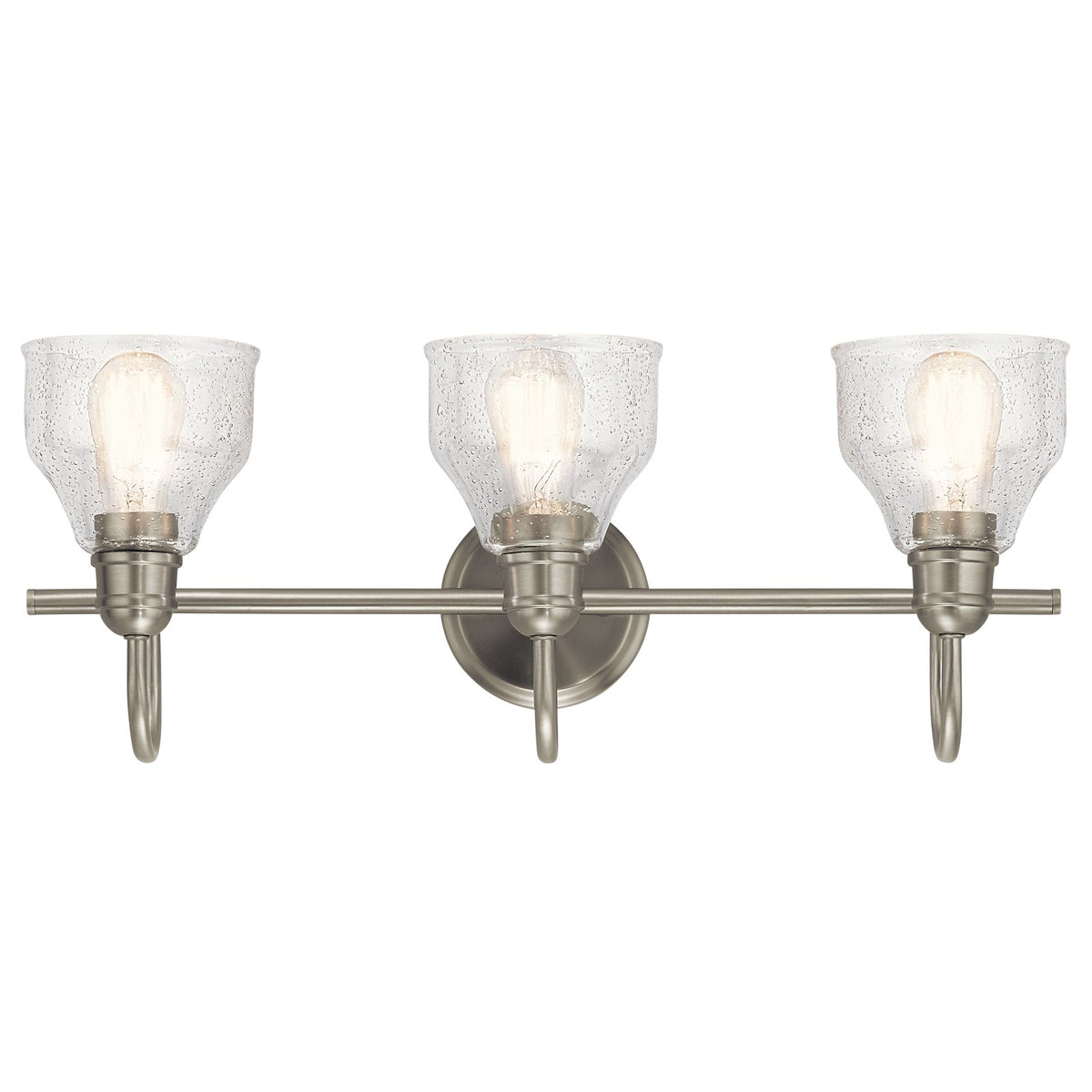 Kichler Avery 24in 3-Light Vanity Light | Brushed Nickel and Clear Seeded Glass | Bathroom Vanity | 24 x 9 in | Model 45973NI