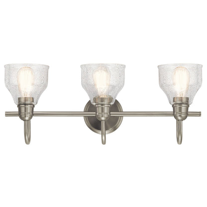Kichler Avery 24in 3-Light Vanity Light | Brushed Nickel and Clear Seeded Glass | Bathroom Vanity | 24 x 9 in | Model 45973NI