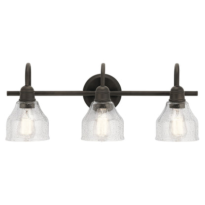 Kichler Avery 24in 3-Light Bath Vanity | Traditional Olde Bronze and Clear Seeded Glass | Bathroom Vanity | 24 x 9 in | Model 45973OZ