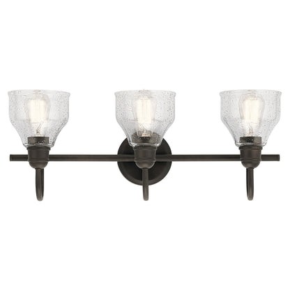 Kichler Avery 24in 3-Light Bath Vanity | Traditional Olde Bronze and Clear Seeded Glass | Bathroom Vanity | 24 x 9 in | Model 45973OZ