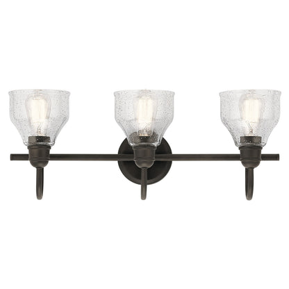 Kichler Avery 24in 3-Light Bath Vanity | Traditional Olde Bronze and Clear Seeded Glass | Bathroom Vanity | 24 x 9 in | Model 45973OZ