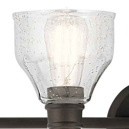 Kichler Avery 33in 4-Light Bath Vanity Light | Olde Bronze and Clear Seeded Glass | Bathroom Vanity | 33 x 9 in | Model 45974OZ