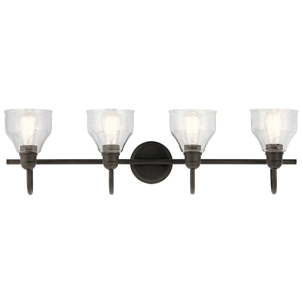 Kichler Avery 33in 4-Light Bath Vanity Light | Olde Bronze and Clear Seeded Glass | Bathroom Vanity | 33 x 9 in | Model 45974OZ