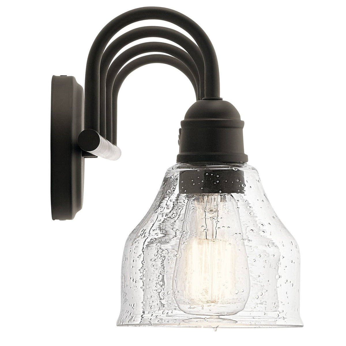 Kichler Avery 33in 4-Light Bath Vanity Light | Olde Bronze and Clear Seeded Glass | Bathroom Vanity | 33 x 9 in | Model 45974OZ