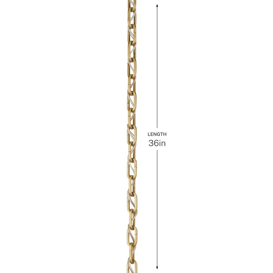 Kichler 36in Heavy Duty Square Accessory Chain | Lacquered Brass Brass | Ceiling Fan Extension | 36 x 1 in | Model 4902LBR