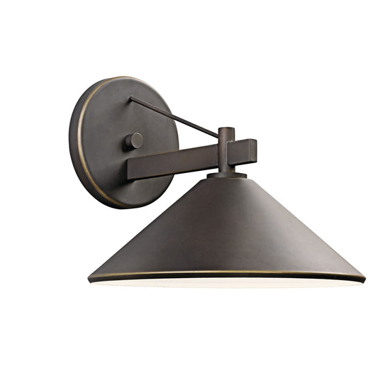 Kichler Ripley 12in 1-Light Outdoor Sconce | Rustic Olde Bronze Aluminum | Covered Patio & Entryway | 12 x 10 x 13 in | Model 49061OZ