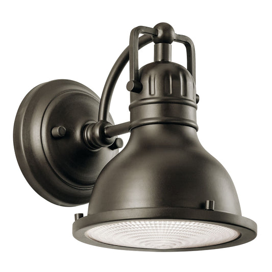 Kichler Hatteras Bay 1-Light Outdoor Wall Sconce | Transitional Olde Bronze Aluminum and Fresnel Lens | Covered Patio & Entryway | Model 49064OZ