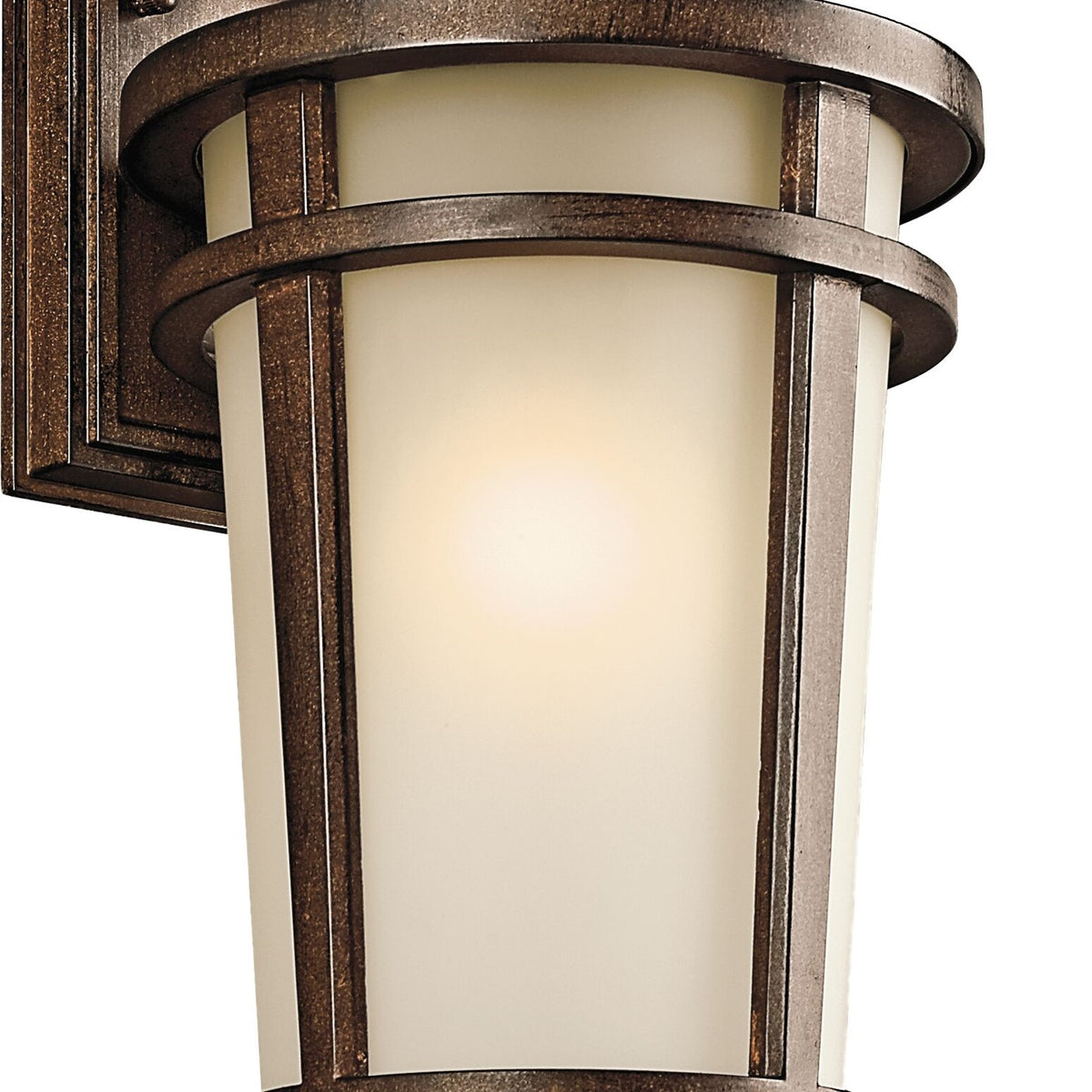 Kichler Atwood 1-Light Outdoor Wall Sconce | Transitional Brown Stone and Light Umber Mist Glass | Covered Patio & Entryway | Model 49072BST