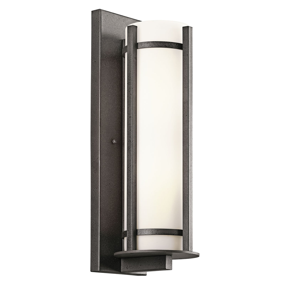 Kichler Camden 6.25in 2-Light Outdoor Wall Sconce | Anvil Iron and Opal Etched Glass | Covered Porch & Patio | 6.25 x 19.5 in | Model 49120AVI