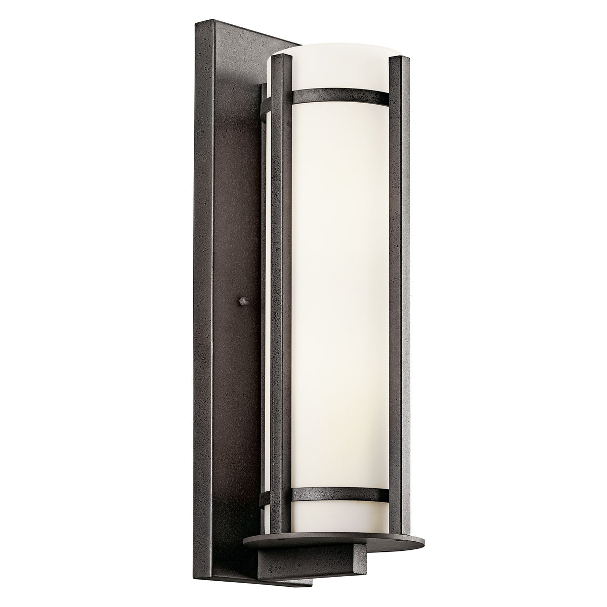 Kichler Camden 6.25in 2-Light Outdoor Wall Sconce | Anvil Iron and Opal Etched Glass | Covered Porch & Patio | 6.25 x 19.5 in | Model 49120AVI