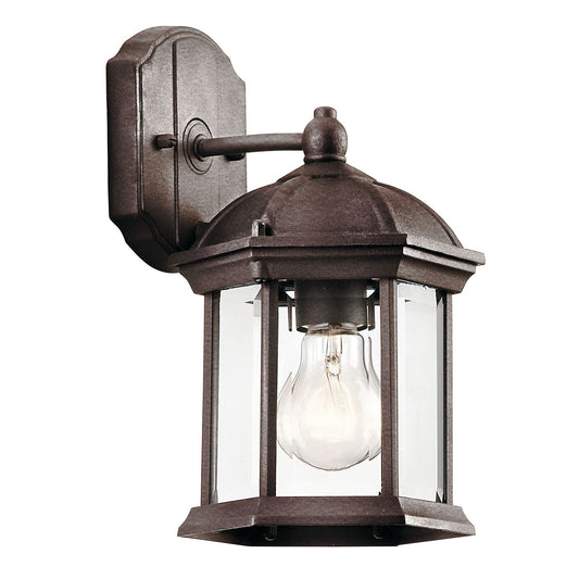 Kichler Barrie 6in 1-Light Outdoor Wall Sconce | Traditional Tannery Bronze and Clear Beveled Glass | Covered Patio & Entryway | Model 49183TZ