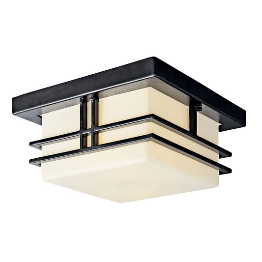 Kichler Tremillo Outdoor Ceiling 2Lt FL, Black, Satin Etched Opal