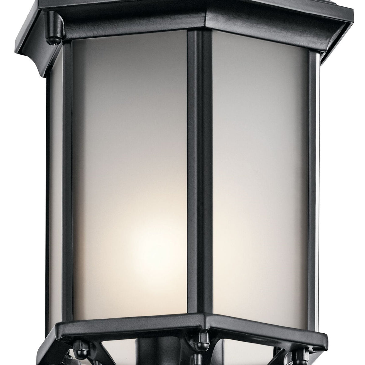 Kichler Chesapeake 17in 1-Light Outdoor Wall Sconce | Traditional Black and Satin Etched Glass | Covered Patio & Entryway | Model 49255BKS